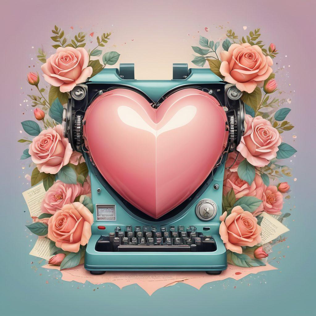 A whimsical illustration depicting a heart intertwined with a shield, symbolizing love and insurance, surrounded by vintage fax machines sending love letters. The background is a soft pastel gradient with floating hearts and paper documents to represent coverage. Playful elements like roses and tiny locks add magic to the scene. pastel colors. vector art. whimsical style.