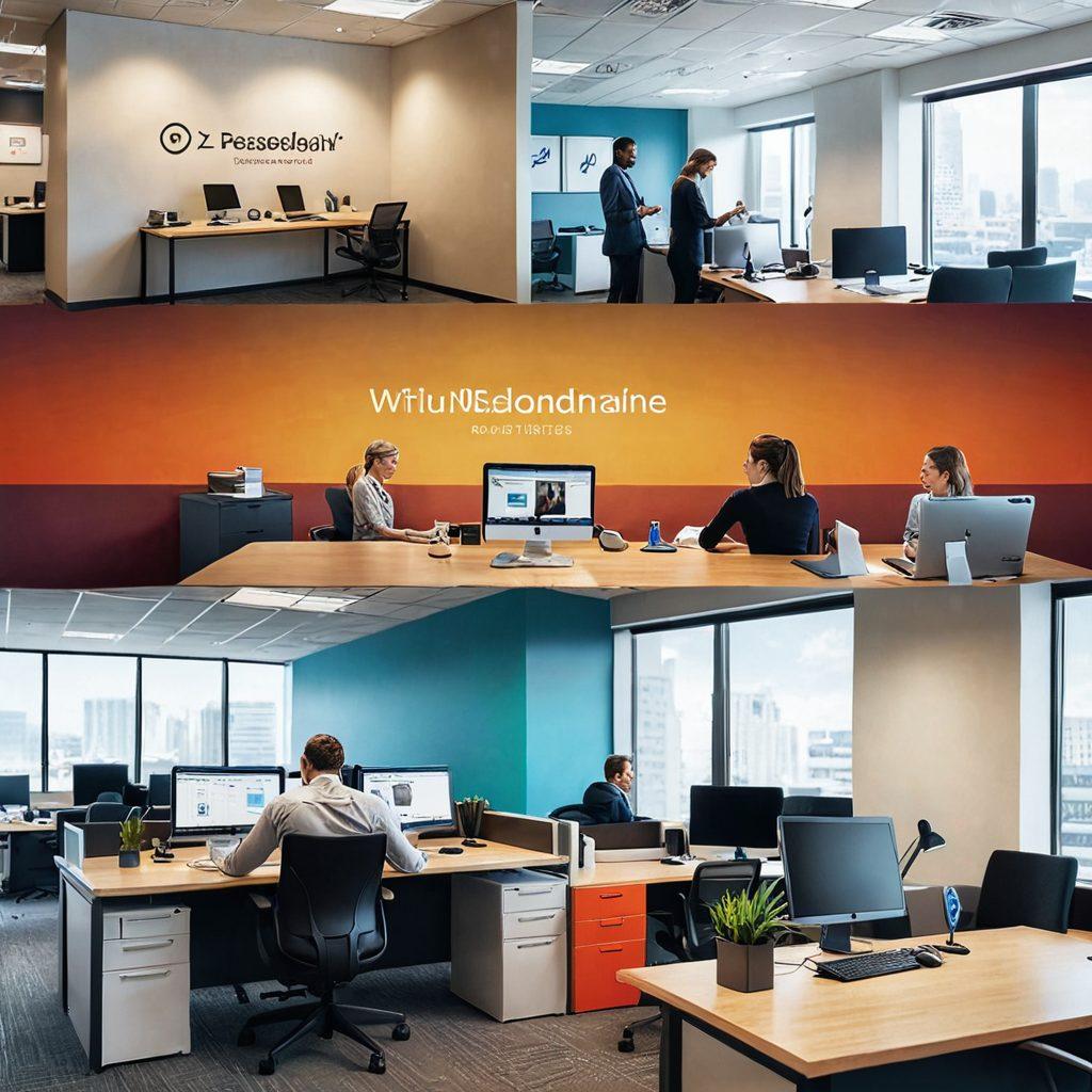 A split-image design showcasing a warm, comforting scene on one side, with people embracing and sharing heartfelt moments, symbolizing affection. On the other side, a sleek office environment with professionals efficiently using fax machines, highlighting the theme of assurance and technology. A soft gradient background blending both sides to represent the intersection of human connection and business solutions. artistic blend of realism and modern digital elements. vibrant colors.